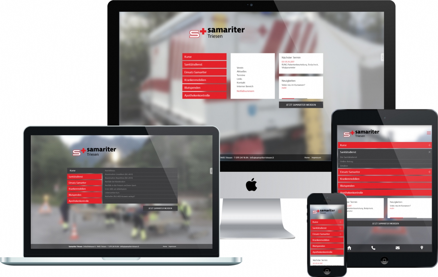 Samariter Triesen - Responsive Website, Vereins-CMS